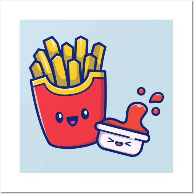 Cute French Fries With Sauce Wall Art by Catalyst Labs